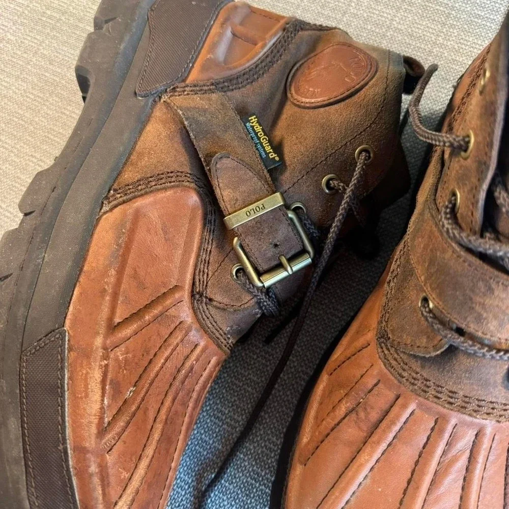 Polo Ralph Lauren Brown leather outdoor boots with buckle
